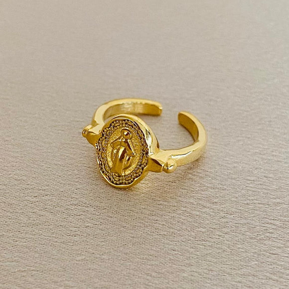 ANILLO ACERO GOLD - A214