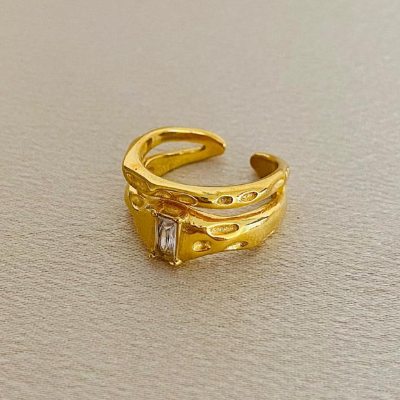 ANILLO ACERO GOLD - A215